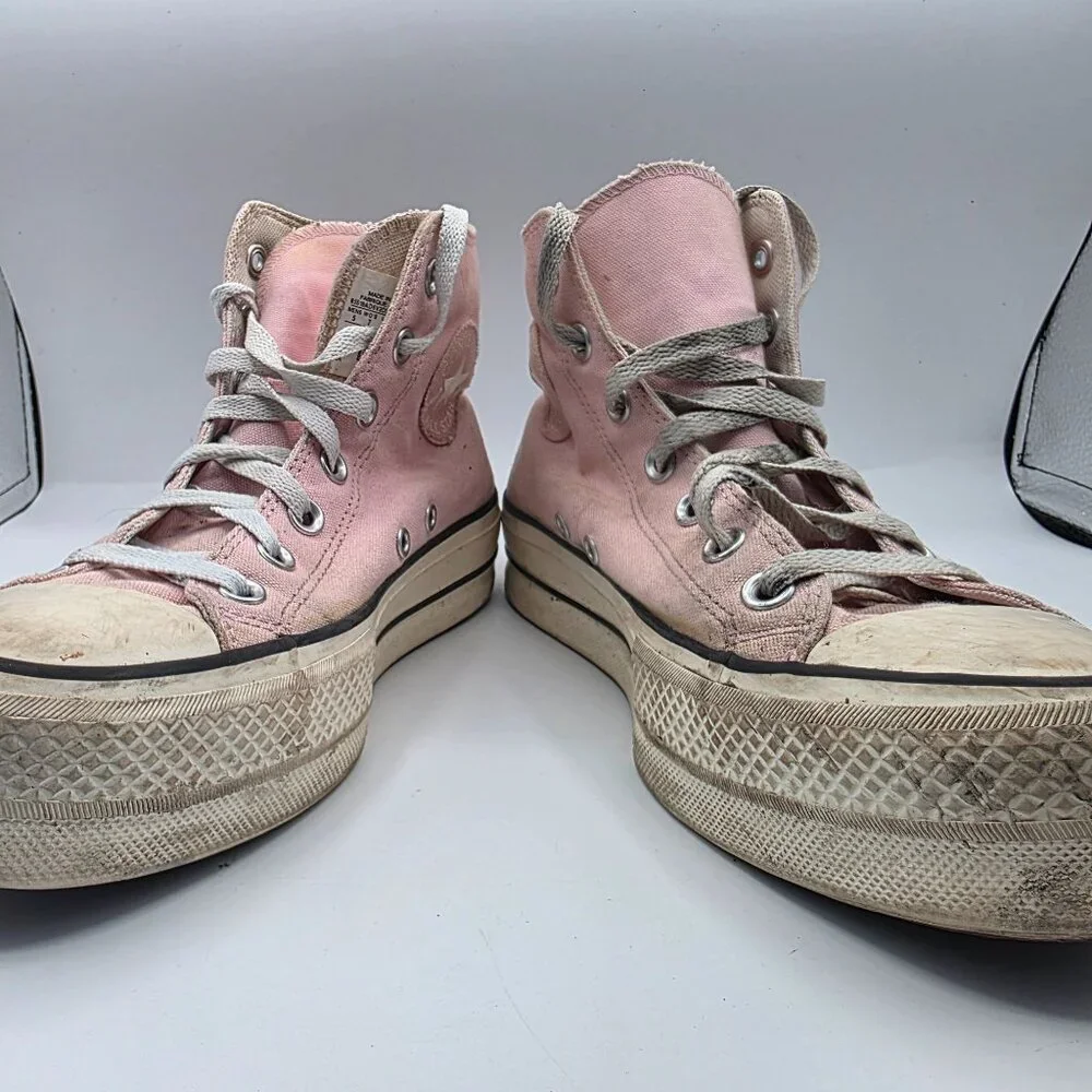 Converse All Star High Top Womens Size 7 Pink Lace Up Platform Sneakers Casual